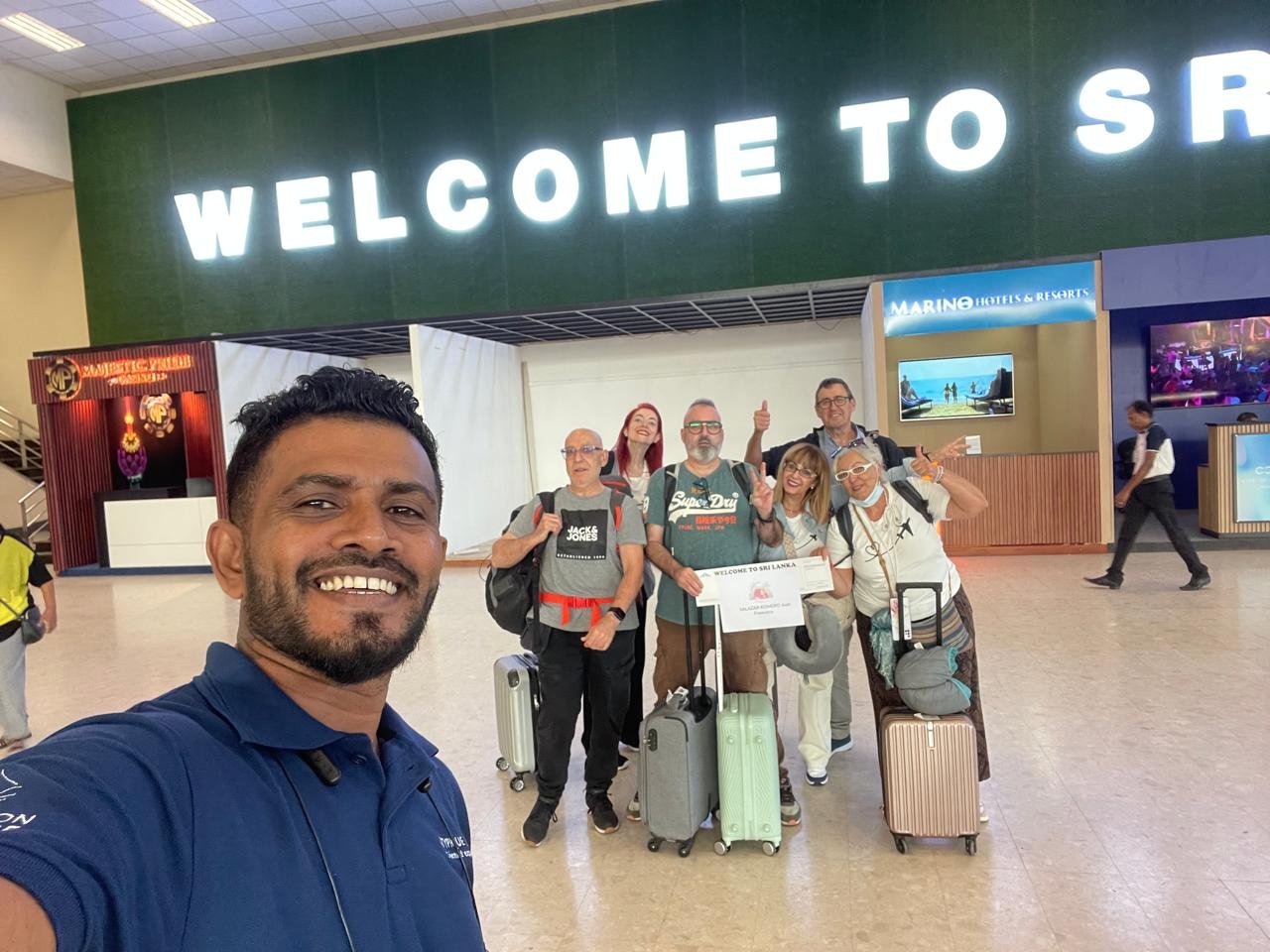 Travellers arriving at the airport in Sri Lanka
